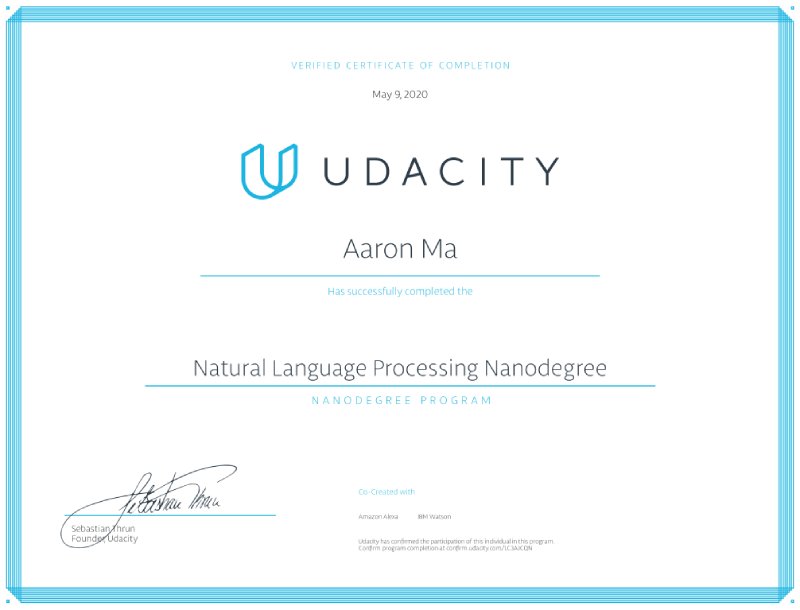 Natural Language Processing Nanodegree